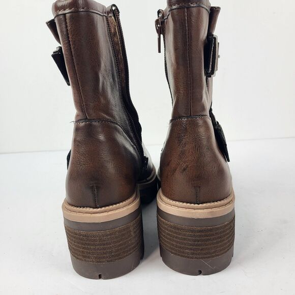 BOC By Born Women's Monika Stacked Heel Moto Boots Brown size 6M - Picture 5 of 14